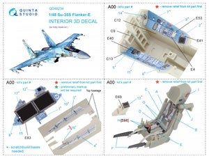 Quinta Studio QD48234 Su-35S 3D-Printed &amp;amp; coloured Interior on decal paper (KittyHawk) 1/48 – immagine 2
