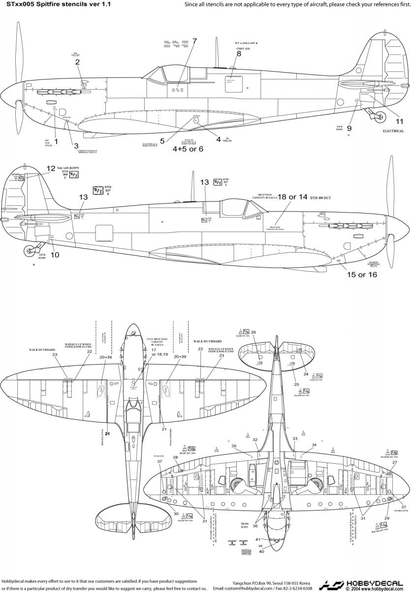 HobbyDecal ST32005V1 Spitfire Stencils ver 1 1/32 – zdjęcie 2