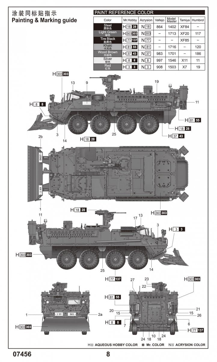 Trumpeter 07456 Stryker M1132 engineering vehicle with SOB engineering shovel 1/72 – imagen 5