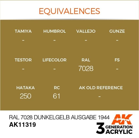 AK Interactive AK11319 RAL 7028 Dunkelgelb Ausgabe 1944 17ml – imagen 3