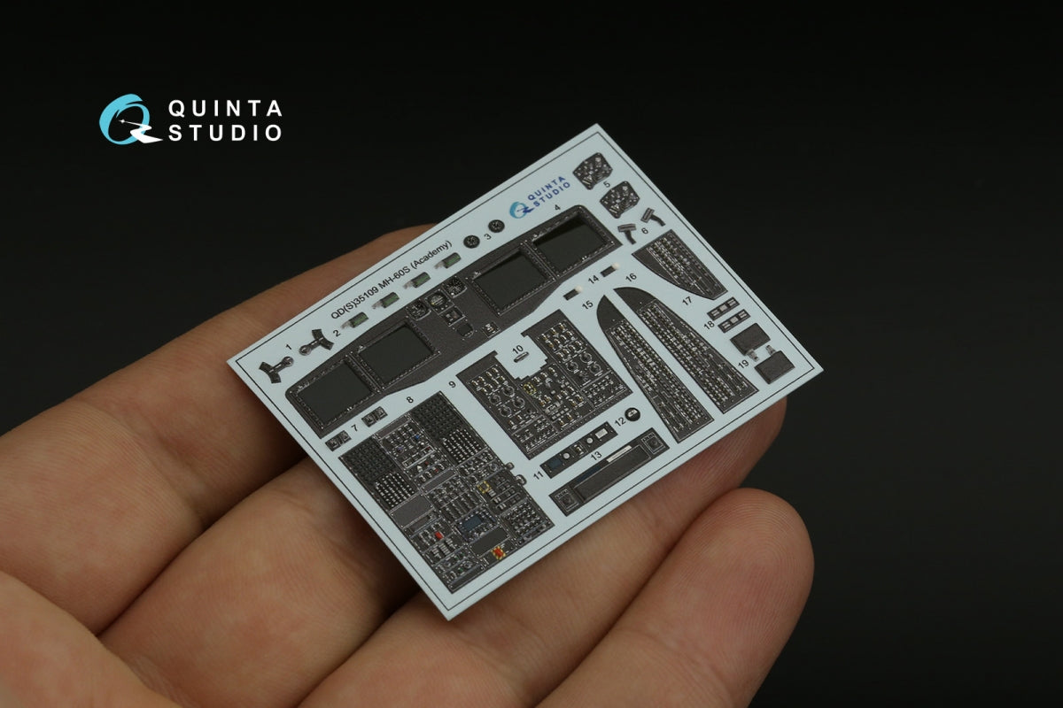 Intérieur imprimé en 3D et coloré sur papier décalcomanie Quinta Studio QDS-35109 MH-60S (Academy) (petite version) 1/35 – image 6