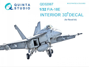 Intérieur imprimé en 3D et coloré sur papier décalcomanie Quinta Studio QD32067 F/A-18E (pour maquette Revell) 1/32