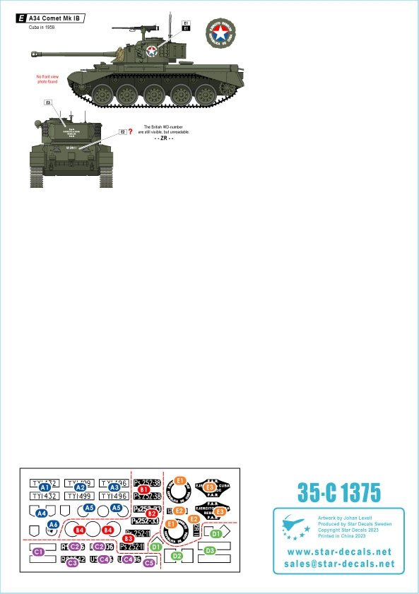 Star Decals 35-C1375 A34 Comet Post-war operators 1/35 – imagen 2
