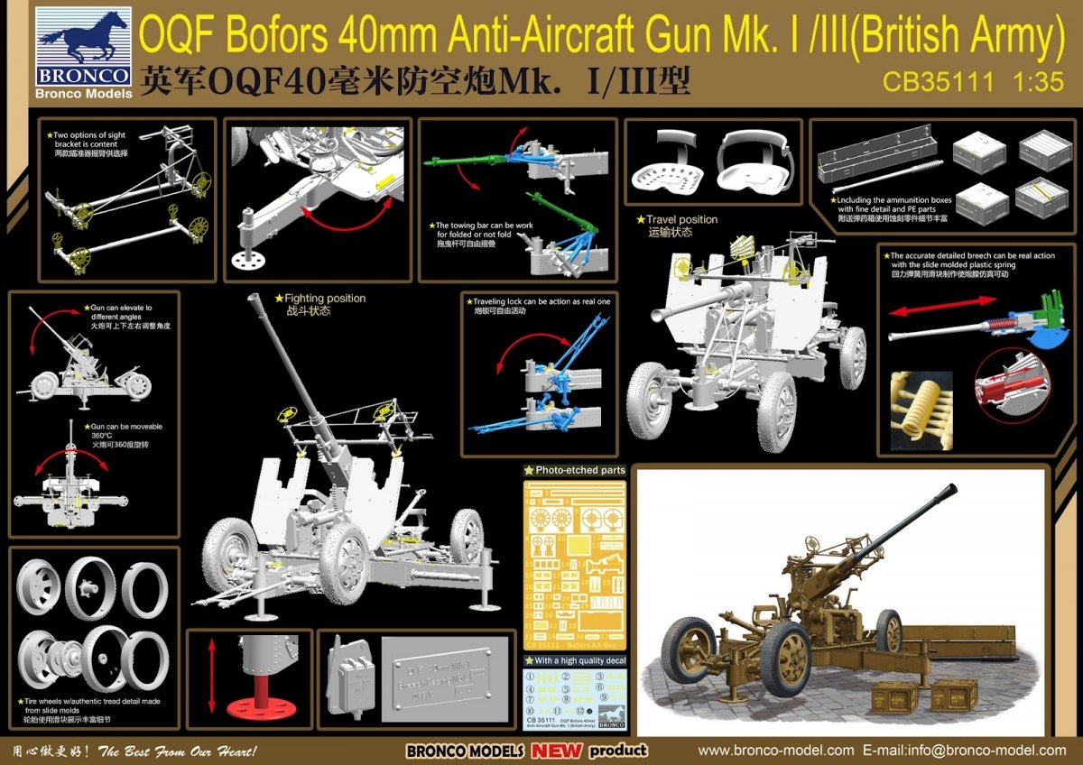 Bronco CB35111 Canon antiaérien Bofors 40 mm Mk.I/III (version britannique) (1/35) – image 2