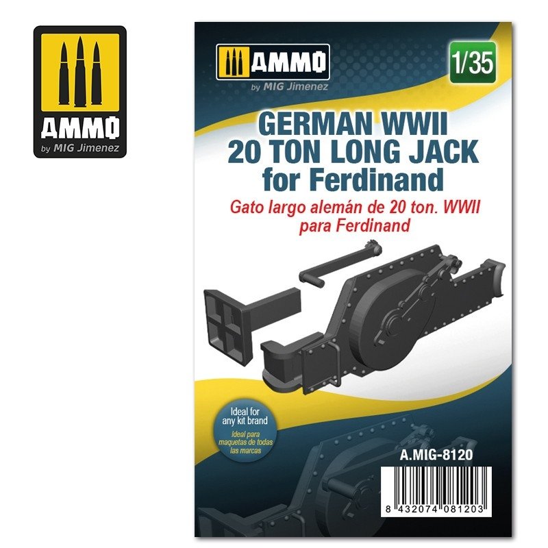 Munitions pour MiG 8120 allemand de la Seconde Guerre mondiale, Long Jack de 20 tonnes pour Ferdinand, échelle 1/35
