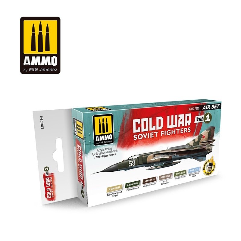 AMMO of Mig Jimenez 7240 COLD WAR VOL.1 SOVIET FIGHTERS SET 6x17ml