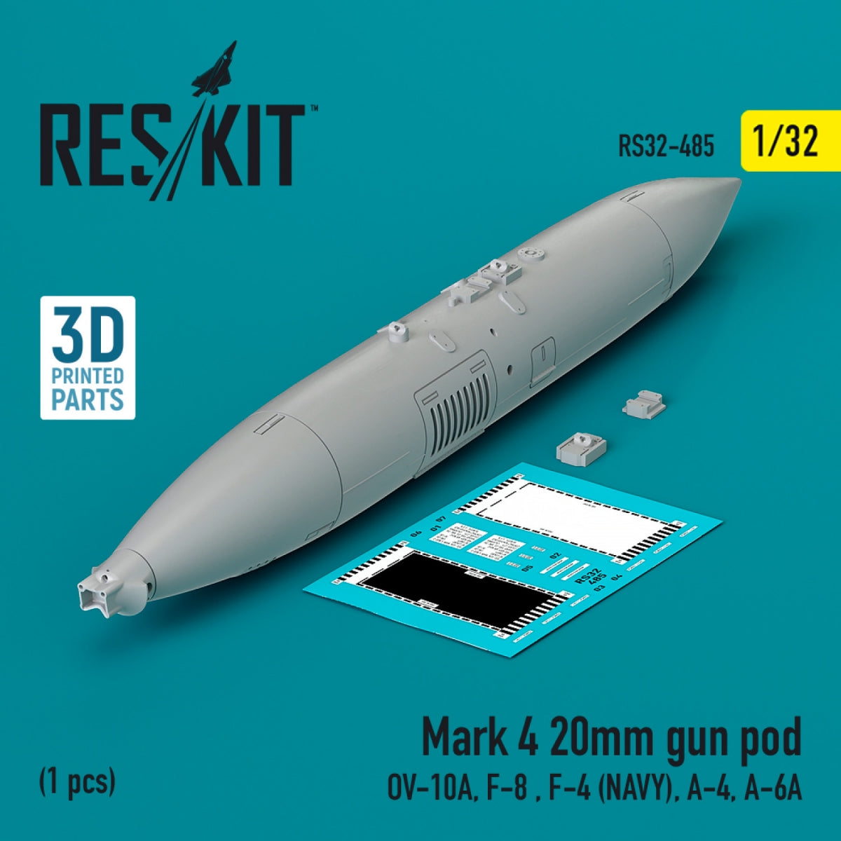 RESKIT RS32-0485 Pod de canon Mark 4 de 20 mm (1 pièce) (Impression 3D) 1/32 