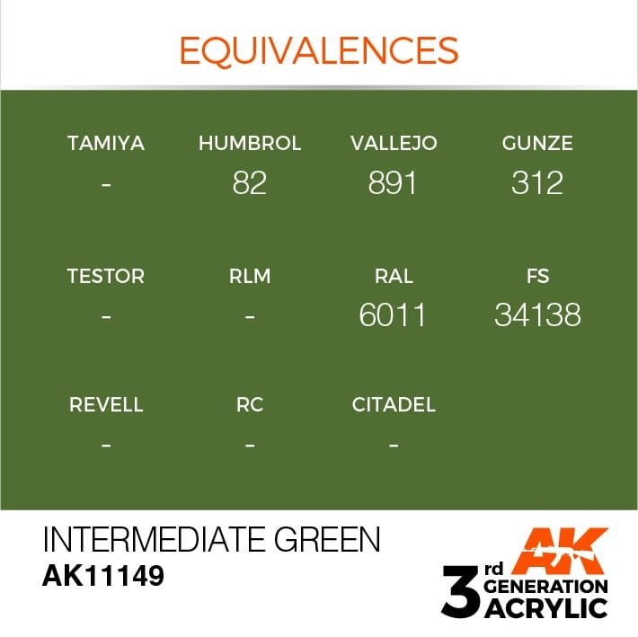 AK Interactive AK11149 INTERMEDIATE GREEN – STANDARD 17ml – imagen 3