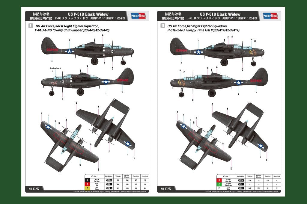 Hobby Boss 87262 US P-61B Black Widow 1/72 – imagen 3