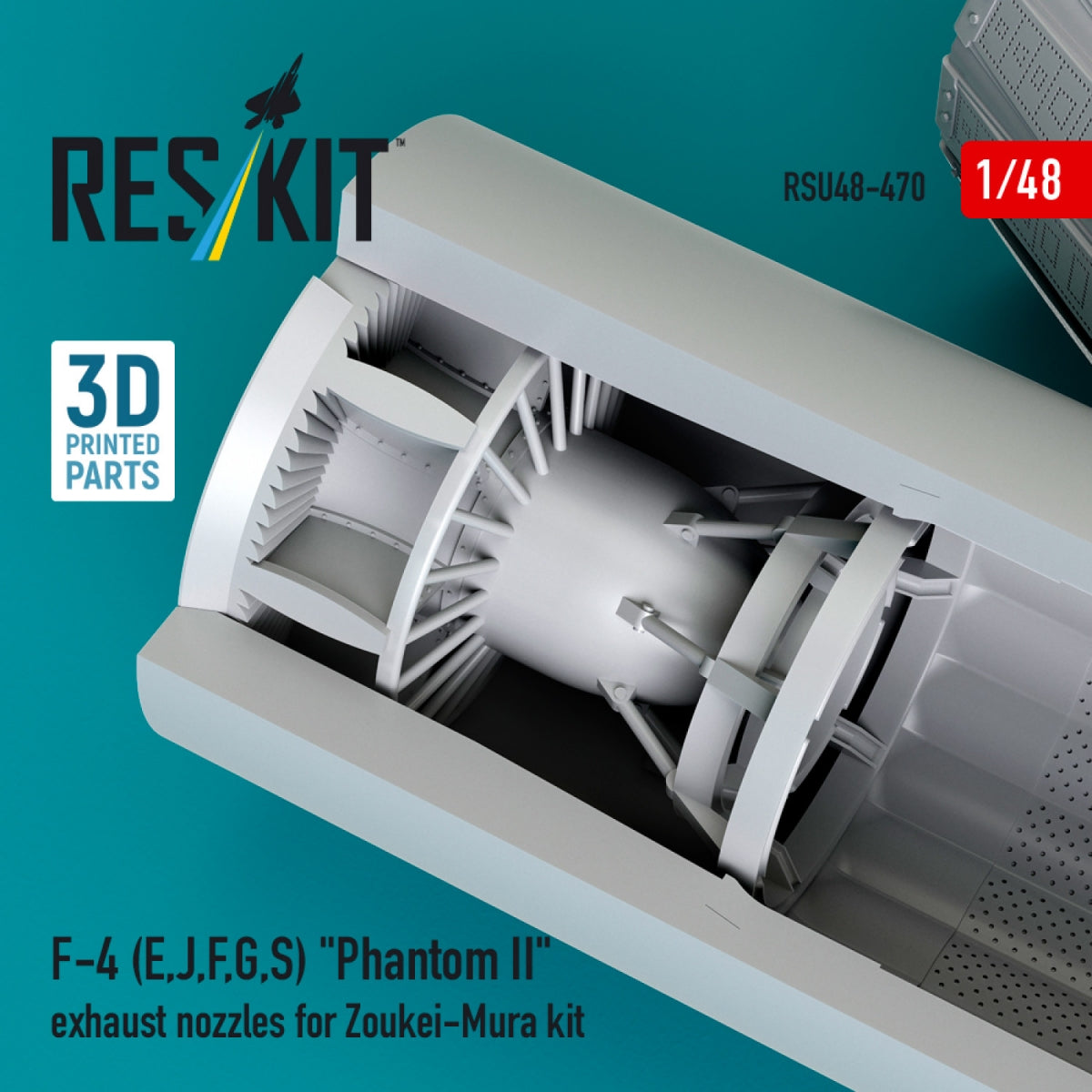 RESKIT RSU48-0470 F-4 (E, J, F, G, S) "Phantom II" exhaust nozzles for Zoukei-Mura kit (3D Printed) 1/48