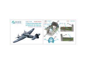 Quinta Studio QDS-72196 Bristol Beaufighter Mk.I 3D-Printed &amp;amp; coloured Interior on decal paper (Hasegawa/MPM/Hobby2000) (small version) 1/72 – immagine 2