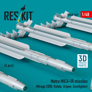 RESKIT RS48-0549 Matra MICA-IR missiles (4 pcs) (3D Printed) 1/48