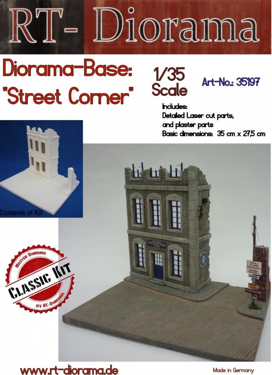 RT-Diorama 35197 Diorama-Base: "Street Corner" 1/35