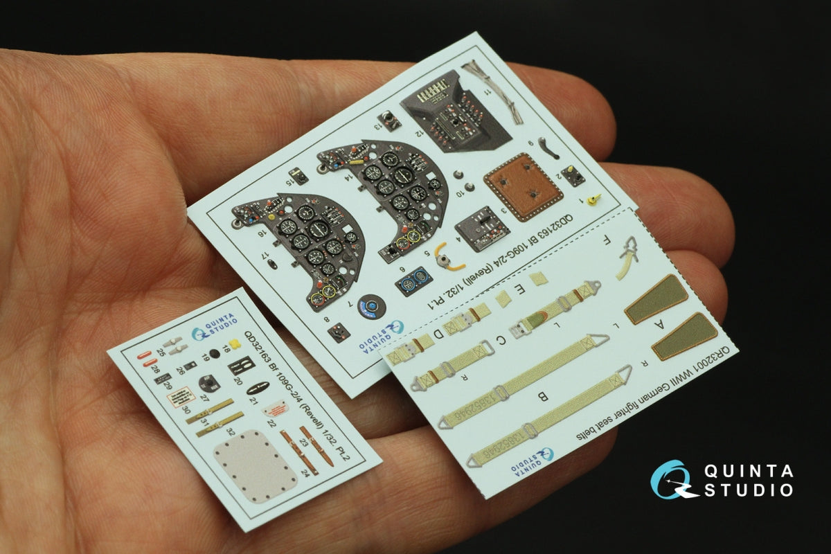 Quinta Studio QD32163 Bf 109G-2/4 3D-Printed &amp;amp; coloured Interior on decal paper (Revell) 1/32 – imagen 6