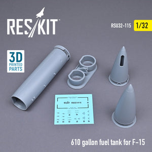 RESKIT RSU32-0115 610 GALLON FUEL TANK FOR F-15 (1 PCS) (3D PRINTED) 1/32 – zdjęcie 2
