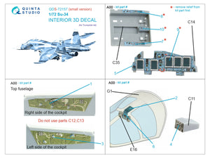 Quinta Studio QDS-72157 Su-34 3D-Printed coloured Interior on decal paper (Trumpeter) (small version) 1/72 – imagen 2