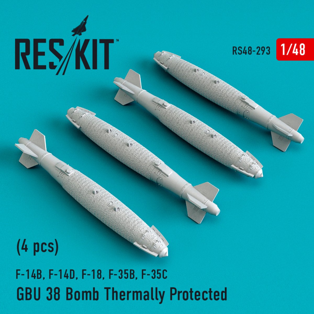 RESKIT RS48-0293 GBU-38 BOMBES À PROTECTION THERMIQUE (4 PIÈCES) 1/48