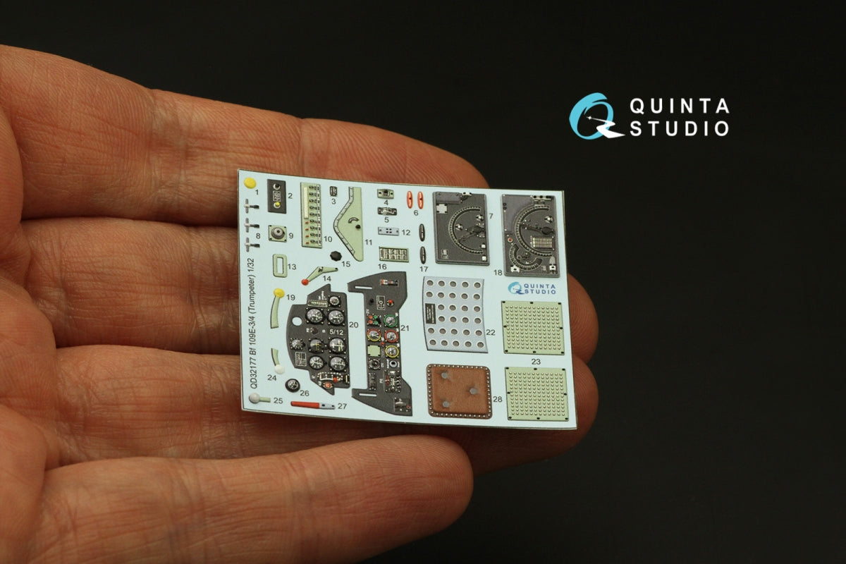 Quinta Studio QD32177 Bf 109E3/4 3D-Printed coloured Interior on decal paper (Trumpeter) 1/32 – imagen 4