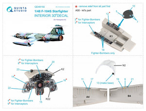 Quinta Studio QD48150 F-104S 3D-Printed &amp;amp; coloured Interior on decal paper (Hasegawa) 1/48 – Bild 5