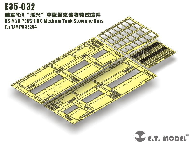 ET Modèle E35-032 US M26 PERSHING Bacs de rangement pour char moyen (Pour TAMIYA 35254) (1/35)