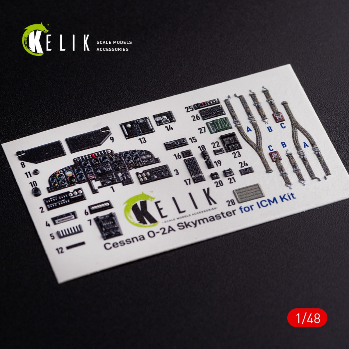 KELIK K48079 O-2A Skymaster interior 3D decals small version for ICM kit 1/48