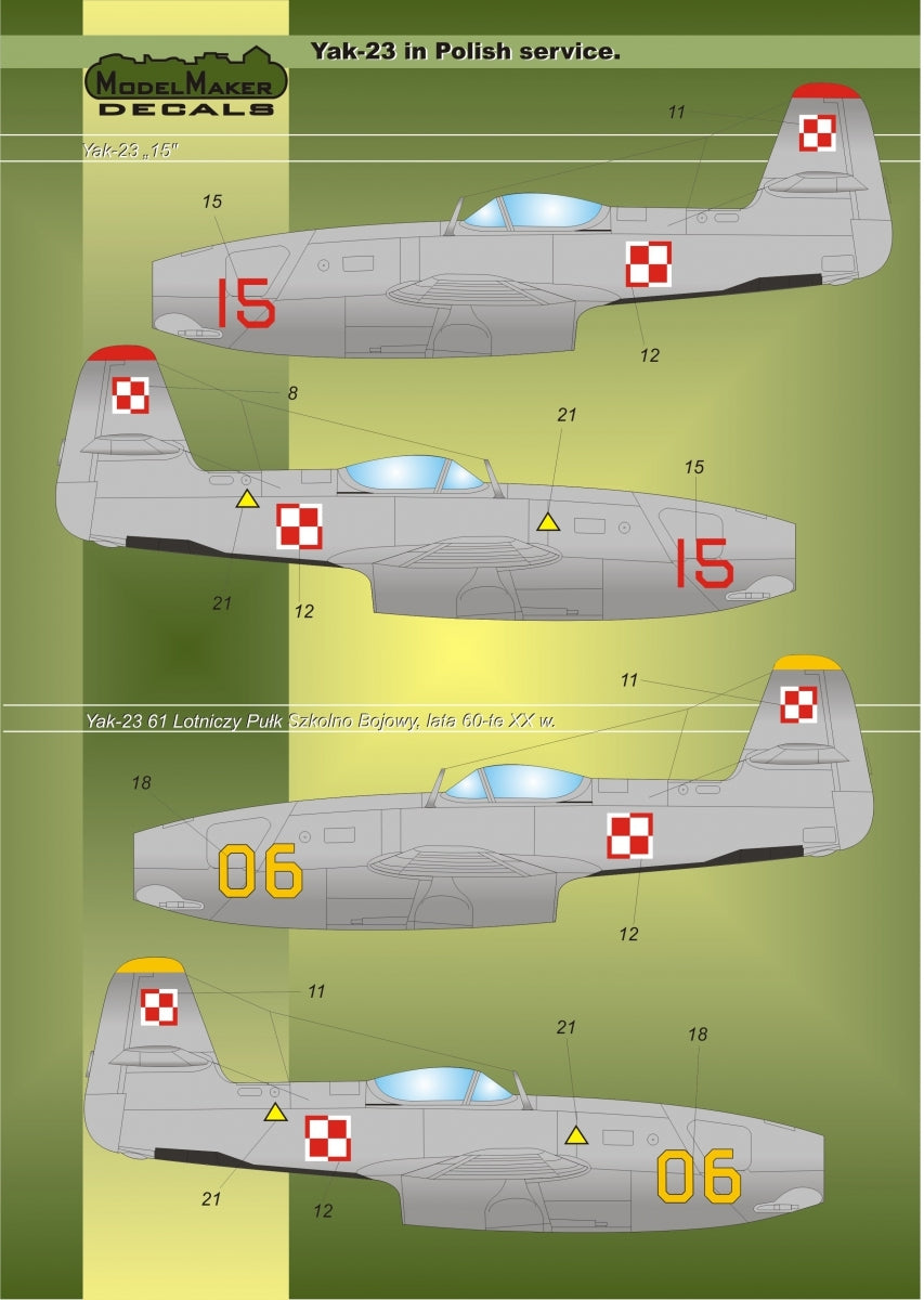 ModelMaker Decals D48019 Yak-23 in Polish service 1/48 – image 5