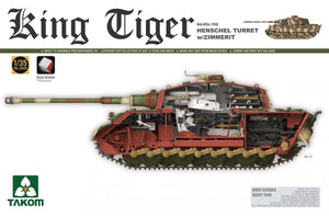 Takom 2045S King Tiger Sd.Kfz.182 TOURELLE HENSCHEL avec ZIMMERIT /intérieur complet/ avec nouvelles pièces de chenille 1/35