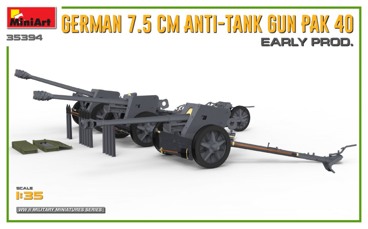 MiniArt 35394 GERMAN 7.5CM ANTI-TANK GUN PAK 40. EARLY PROD 1/35 – Bild 8