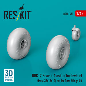 RESKIT RS48-0461 DHC-2 Beaver Alaskan bushwheel tires (35x15x10) set for Dora Wings kit (3D Printed) 1/48