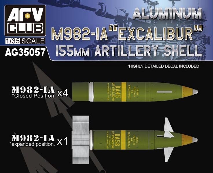 AFV Club AG35057 Aluminum M982-IA &amp;quot;Excalibur&amp;quot; 155mm Artillery Shell 1/35