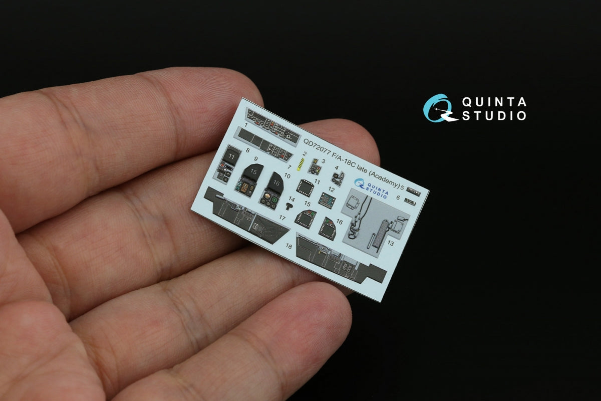 Quinta Studio QD72077 F/A-18C late 3D-Printed &amp;amp; coloured Interior on decal paper (Academy) 1/72 – imagen 3
