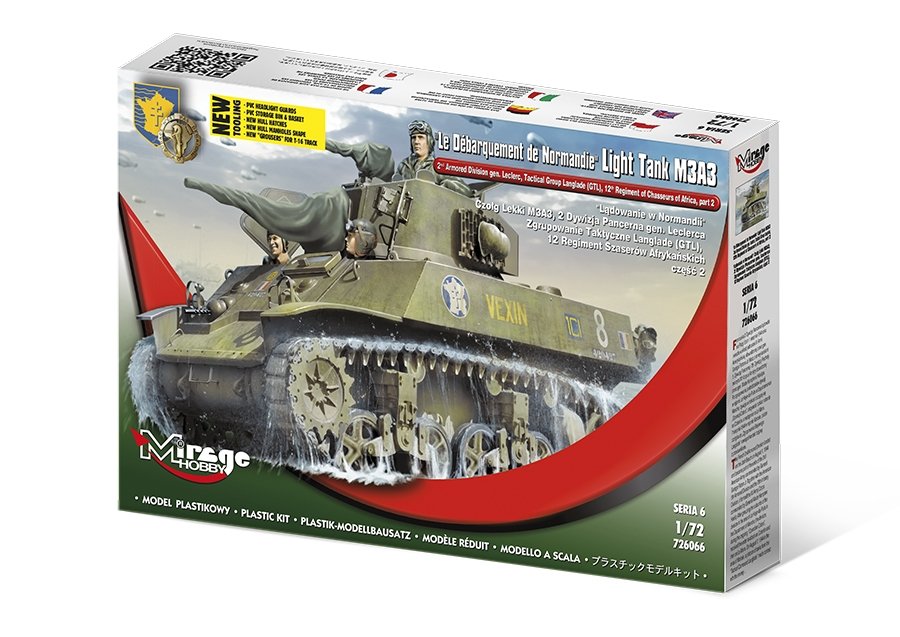 Mirage-Hobby 726066 &amp;quot;Le Débarquement de Normandie&amp;quot; Char Léger M3A3. 2e ADgén. Leclerc,GTL,12ème Régiment de Chasseurs d&amp;#39;Afrique, partie 2 1/72