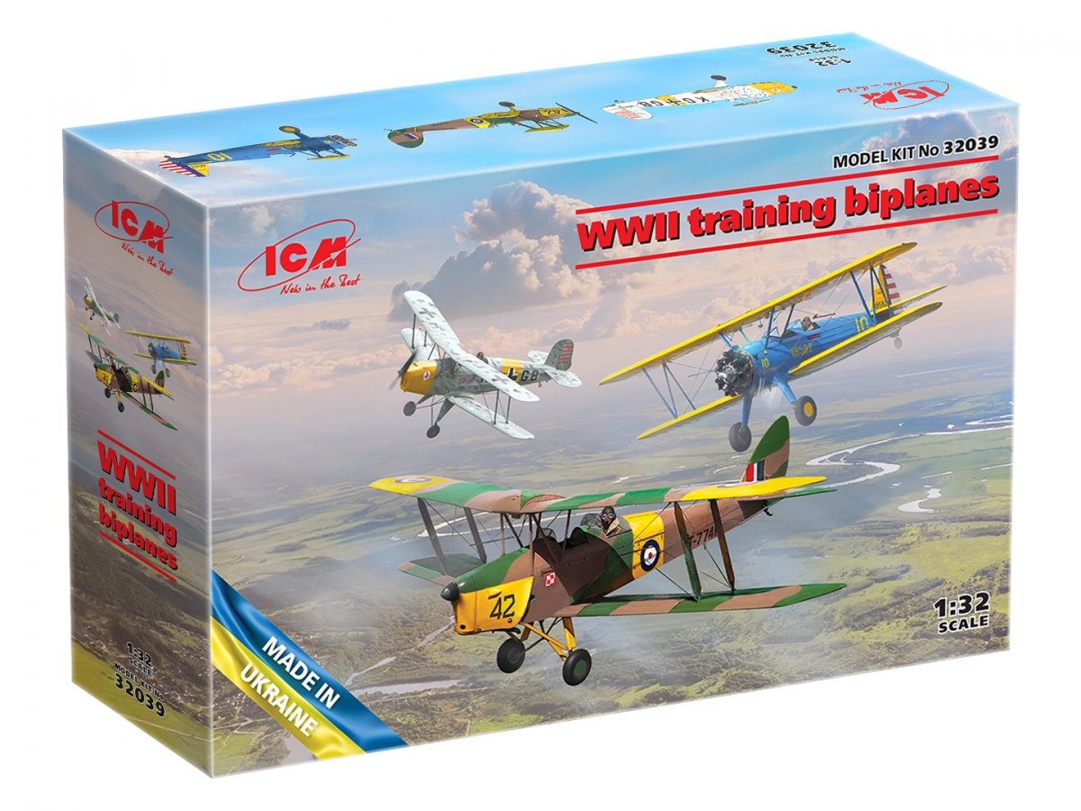 ICM 32039 WWII training biplanes Bucker Bu 131D, DH.82A Tiger Moth, Stearman PT-17 1/32 – Bild 2