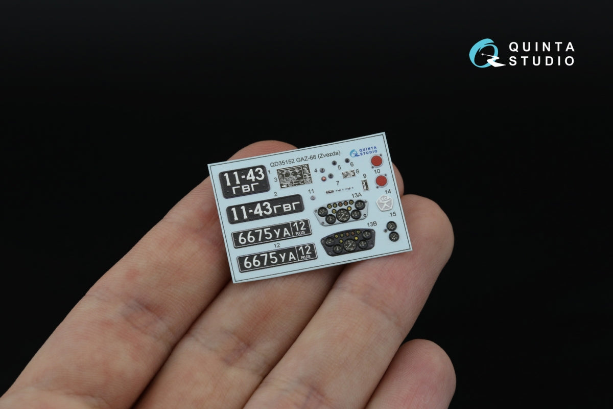 Quinta Studio QD35152 GAZ-66 3D-Printed &amp;amp; coloured Interior on decal paper (Zvezda) 1/35 – imagen 4