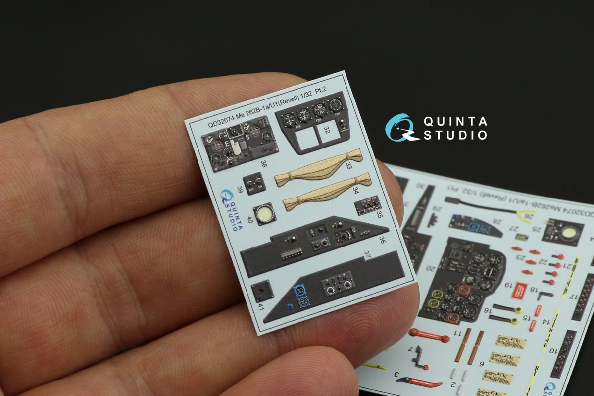 Quinta Studio QD32074 Me 262B1a/U-1 3D-Printed &amp;amp; coloured Interior on decal paper (Revell) 1/32 – Bild 10