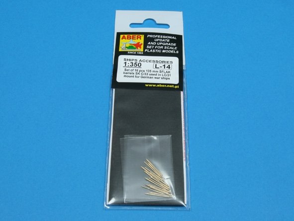 Aber 350L-14 Set of 16 pcs 105 mm SFLAK barrels SKC/33nt used in C/37 mount for German war ships 1/350 – image 4