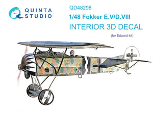 Quinta Studio QD48298 Fokker EV-DVIII 3D-Printed &amp;amp; coloured Interior on decal paper (Eduard) 1/48