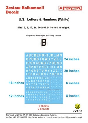 Techmod 72153 - US Letters &amp;amp; Numbers (White) 1/72