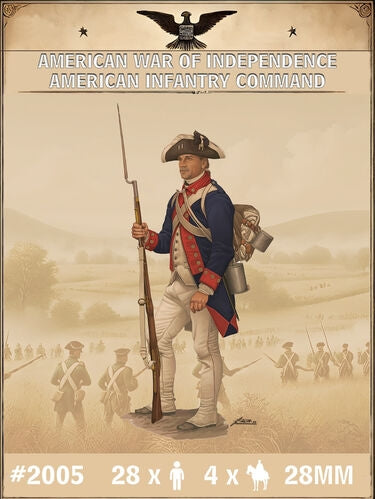 Hat 2005 American War of Independece - American Infantry Command (28 Figures) 28mm