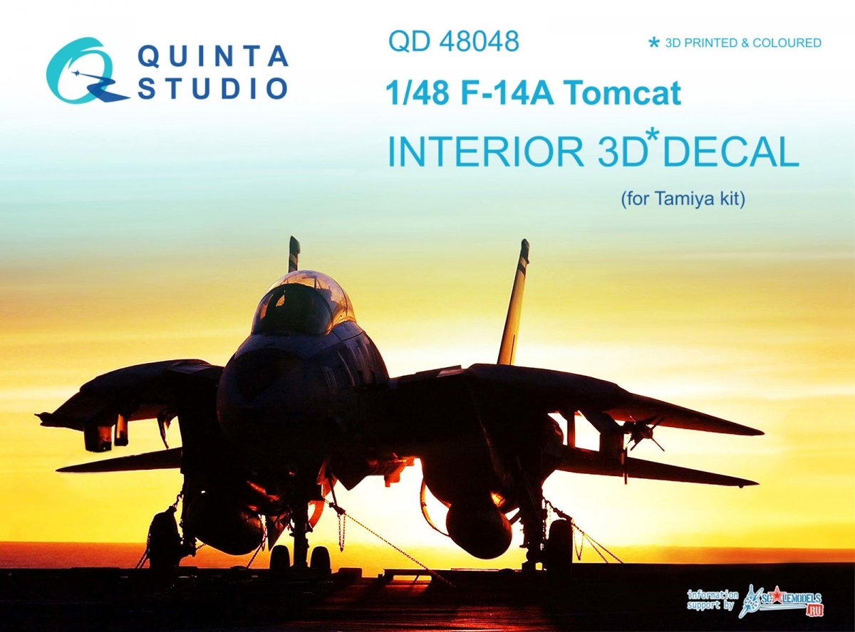 Quinta Studio QD48048 F-14A 3D-Printed &amp; colored Interior on decal paper (for Tamiya kit) 1/48