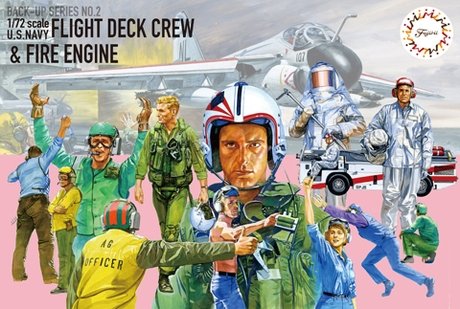 Fujimi 723464 FDC-2 U.S. Navy Flight Deck Crew &amp;amp; Fire Engine 1/72