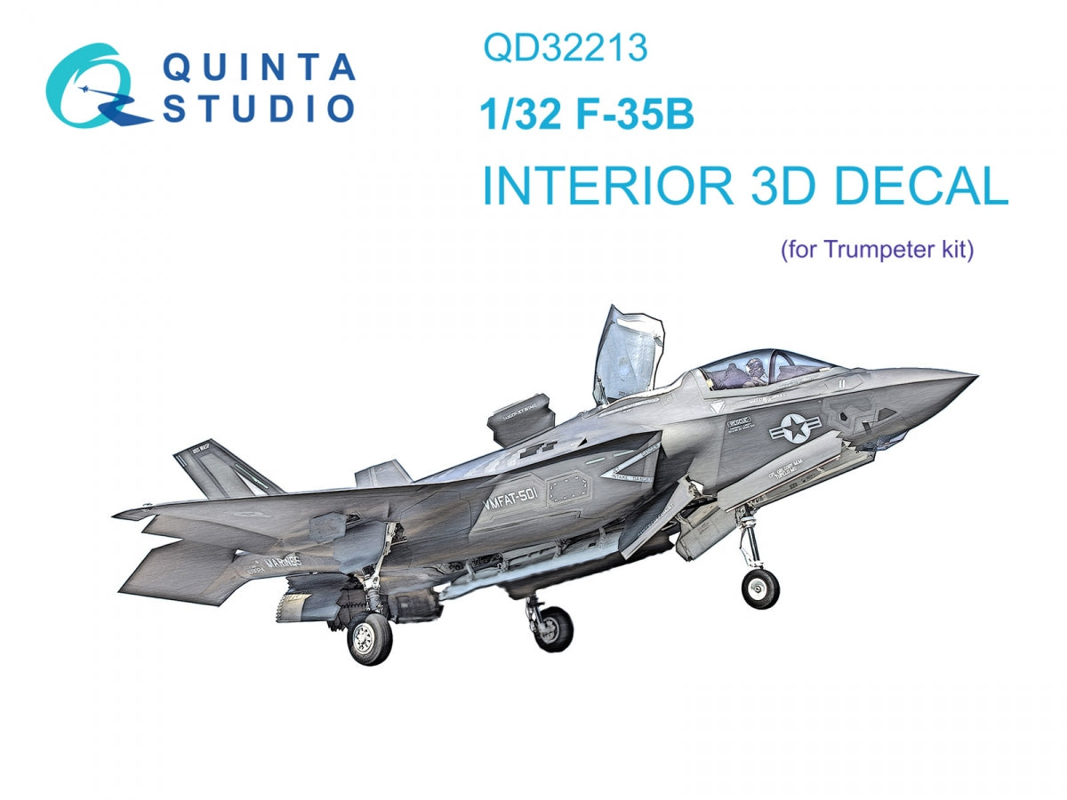 Intérieur du F-35B imprimé en 3D et coloré, modèle Quinta Studio QD32213 (Trumpeter), échelle 1/32