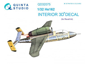 Quinta Studio QD32075 He 162 3D-Printed &amp;amp; coloured Interior on decal paper (for Revell kit) 1/32