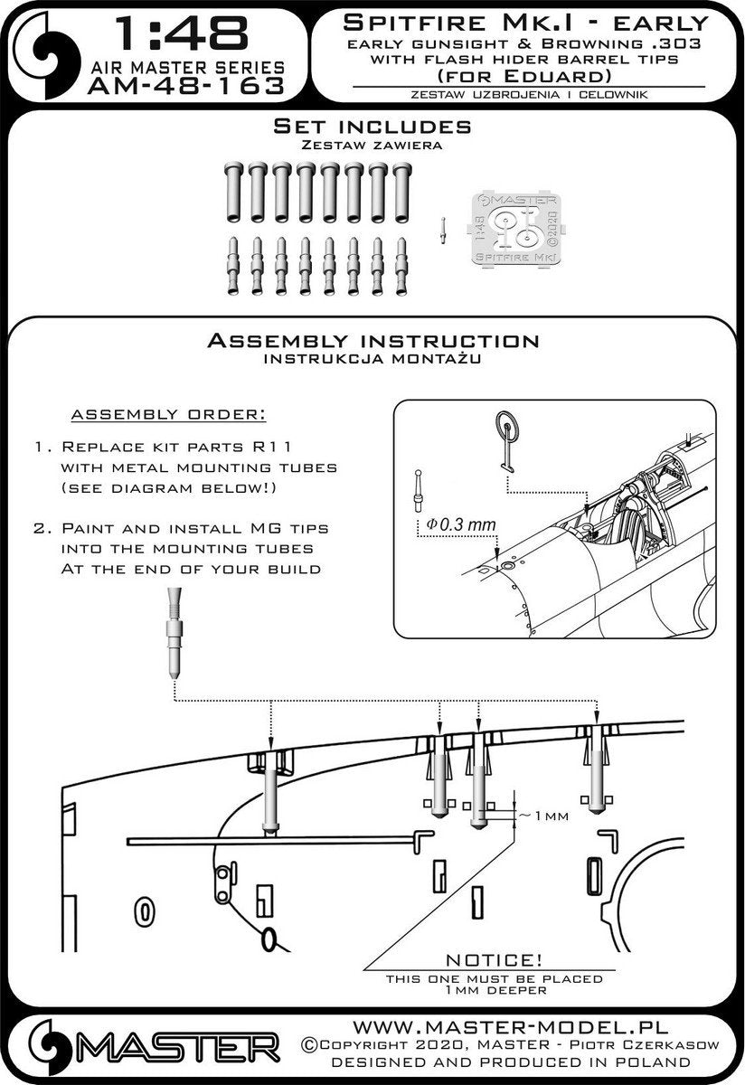 Maquette Master AM-48-163 Spitfire Mk.I (première version) - Browning .303 pour Eudard au 1/48 – image 6