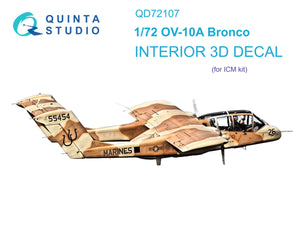 Intérieur imprimé en 3D et coloré sur papier décalcomanie Quinta Studio QD72107 OV-10A Bronco (ICM) 1/72