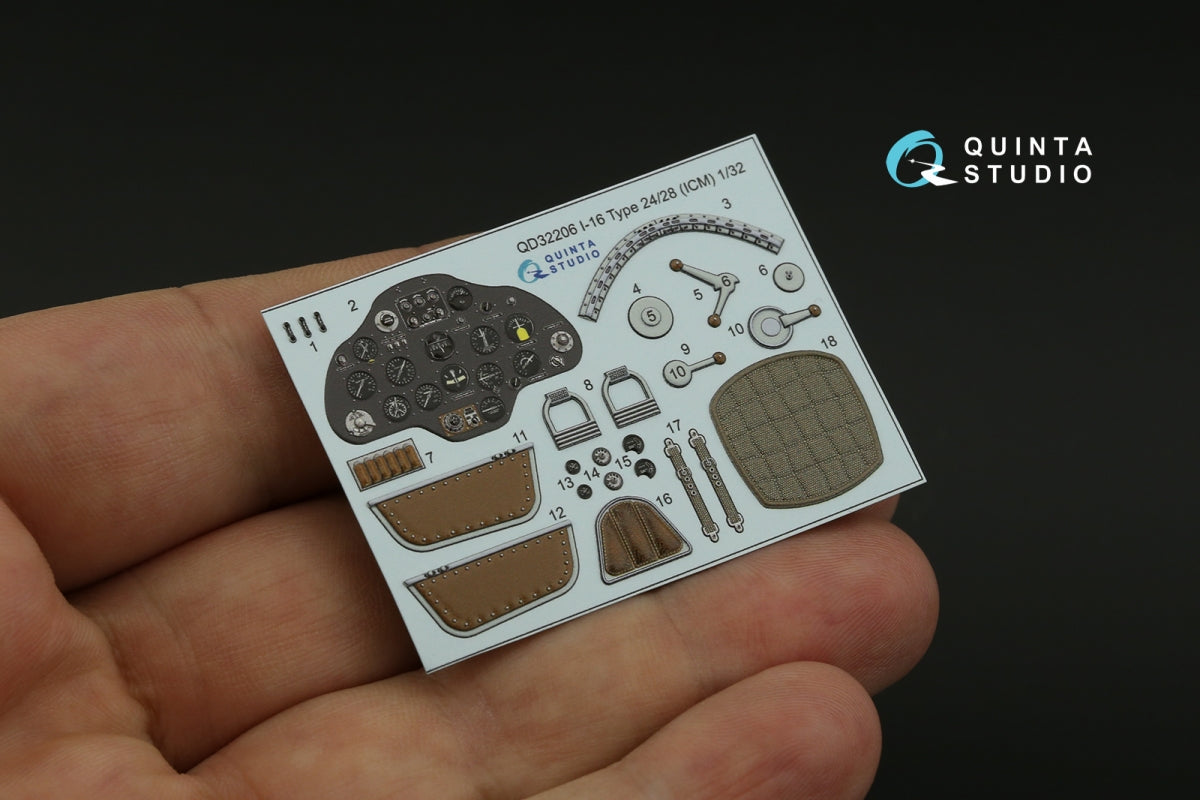 Quinta Studio QD32206 I-16 Type 24/28 3D-Printed coloured Interior on decal paper (ICM) 1/32 – imagen 9