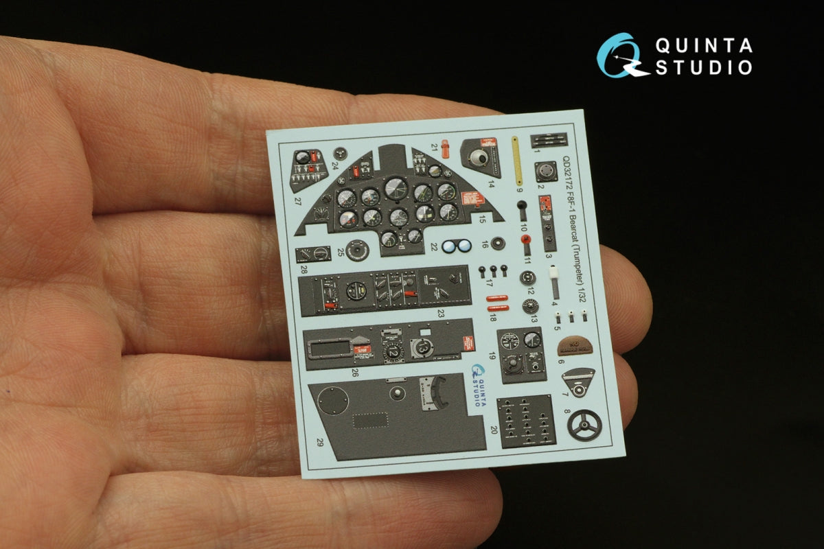 Quinta Studio QD32172 F8F-1 Bearcat 3D-Printed coloured Interior on decal paper (Trumpeter) 1/32 – imagen 4
