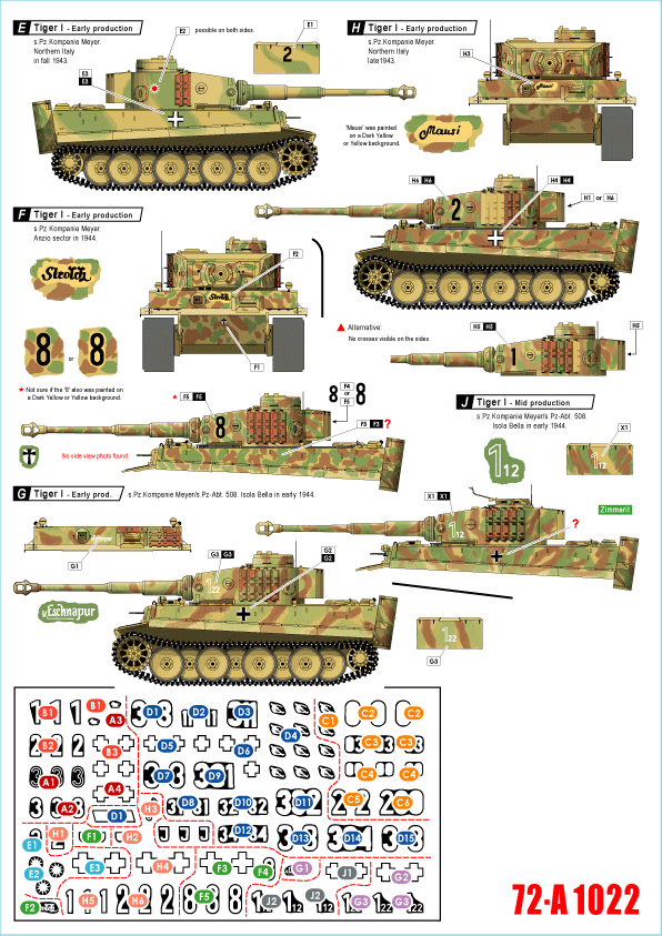 Star Decals 72-A1022 German tanks in Italy # 2. Tigers. 1/72 – Bild 2
