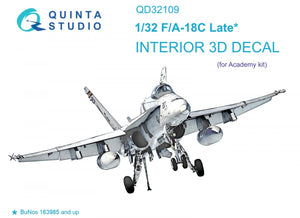 Quinta Studio QD32109 F/A-18C Late 3D-Printed &amp;amp; coloured Interior on decal paper (Academy) 1/32