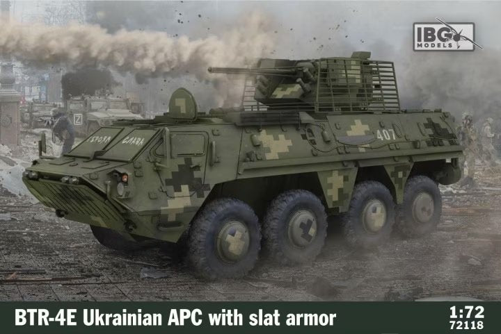 IBG 72118 BTR-4E Véhicule blindé de transport de troupes ukrainien avec blindage à lames 1/72